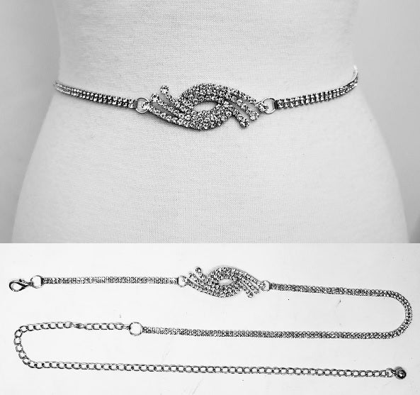 Fashion Rhinestone Knot Chain Belt #JT11217 - Multiple Colors (PC)