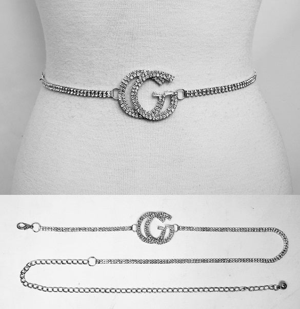 Fashion Double "G" Stone Chain Belt #JT11223 - Multiple Colors (PC)