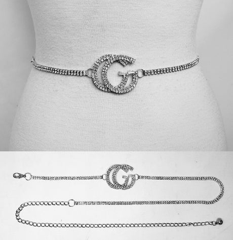 Fashion Double "G" Stone Chain Belt #JT11223 - Multiple Colors (PC)