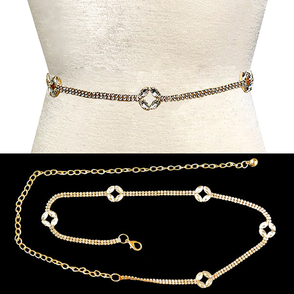 Fashion Rhinestone Geometric Chain Belt #JT11269 - Multiple Colors (PC)