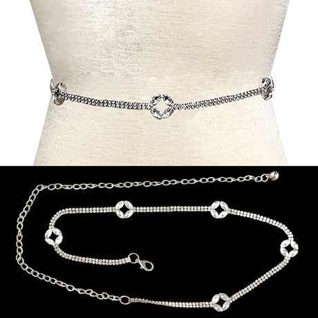 Fashion Rhinestone Geometric Chain Belt #JT11269 - Multiple Colors (PC)