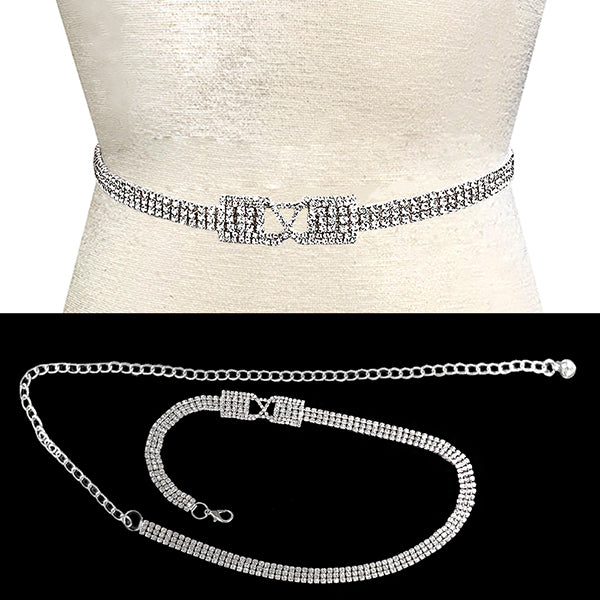 Fashion Rhinestone Buckle Chain Belt #JT11285 - Multiple Colors (PC)