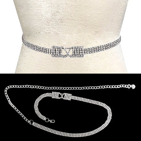 Fashion Rhinestone Buckle Chain Belt #JT11285 - Multiple Colors (PC)