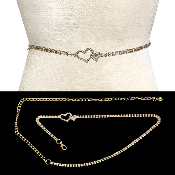 Fashion Rhinestone Heart Chain Belt #JT11288 - Multiple Colors (PC)