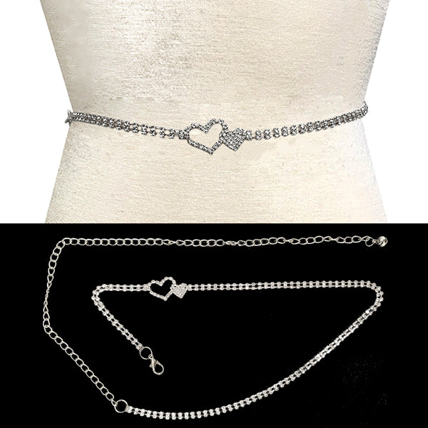 Fashion Rhinestone Heart Chain Belt #JT11288 - Multiple Colors (PC)