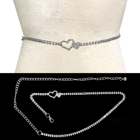 Fashion Rhinestone Heart Chain Belt #JT11288 - Multiple Colors (PC)