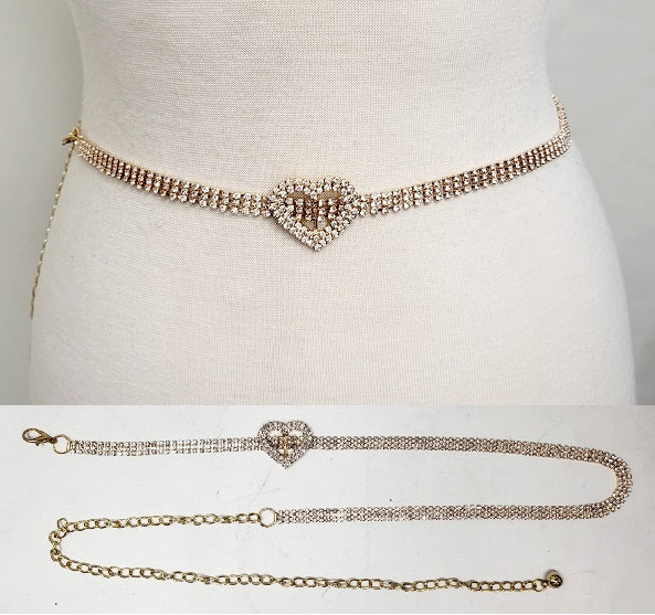 Fashion Rhinestone Heart Chain Belt #JT11311 - Multiple Colors (PC)
