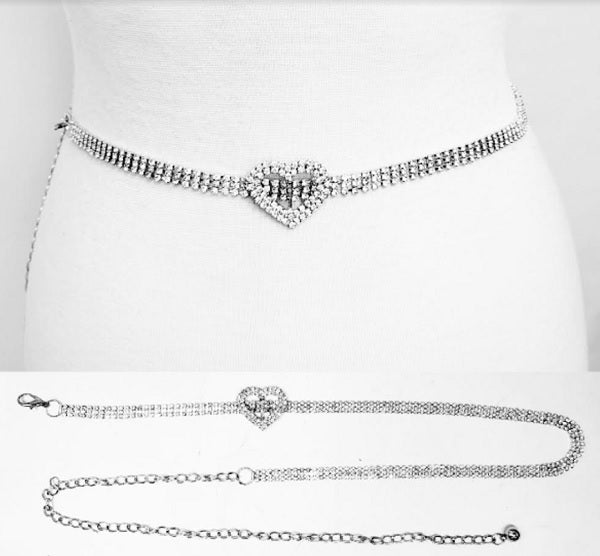 Fashion Rhinestone Heart Chain Belt #JT11311 - Multiple Colors (PC)
