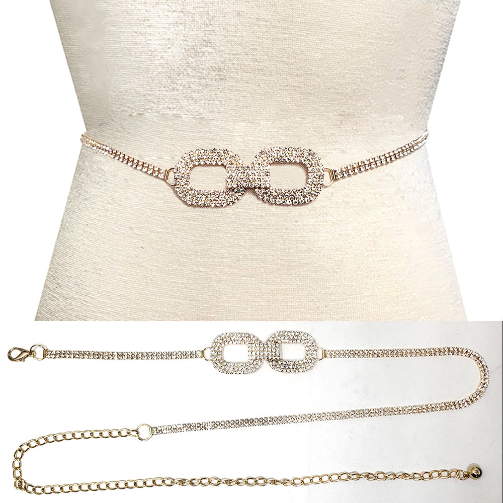 Fashion Rhinestone Link Chain Belt #JT11336G Gold (PC)