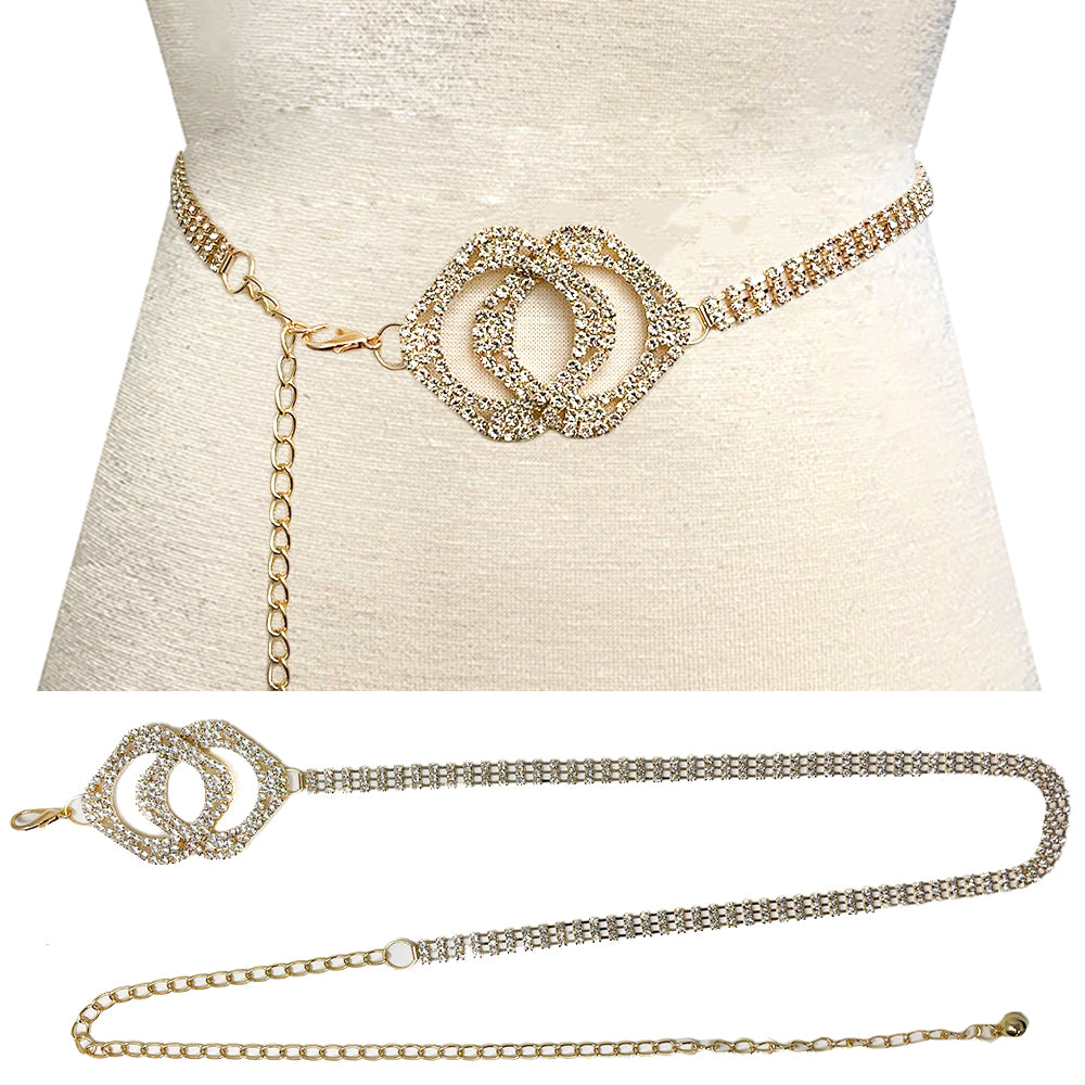 Fashion Stone Double Circle Chain Belt #JT11337 - Multiple Colors (PC)