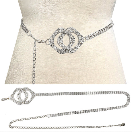 Fashion Stone Double Circle Chain Belt #JT11337 - Multiple Colors (PC)