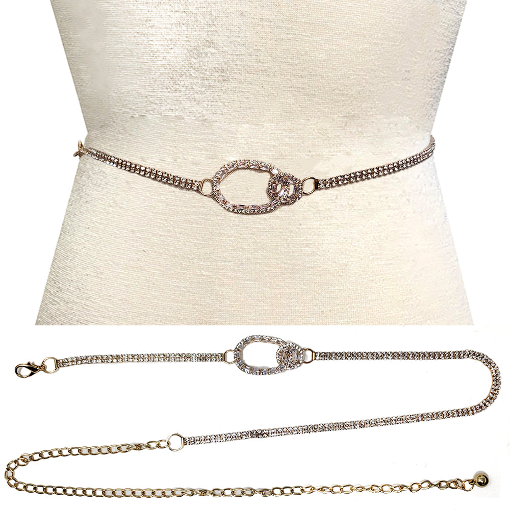 Fashion Rhinestone Oval Link Chain Belt #JT11357 - Multiple Colors (PC)