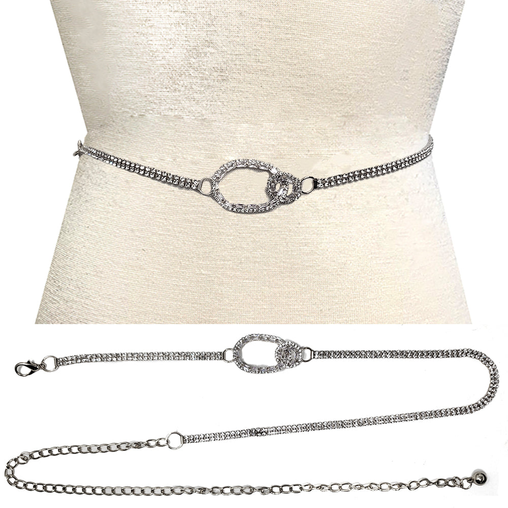 Fashion Rhinestone Oval Link Chain Belt #JT11357 - Multiple Colors (PC)