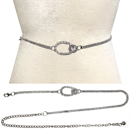 Fashion Rhinestone Oval Link Chain Belt #JT11357 - Multiple Colors (PC)