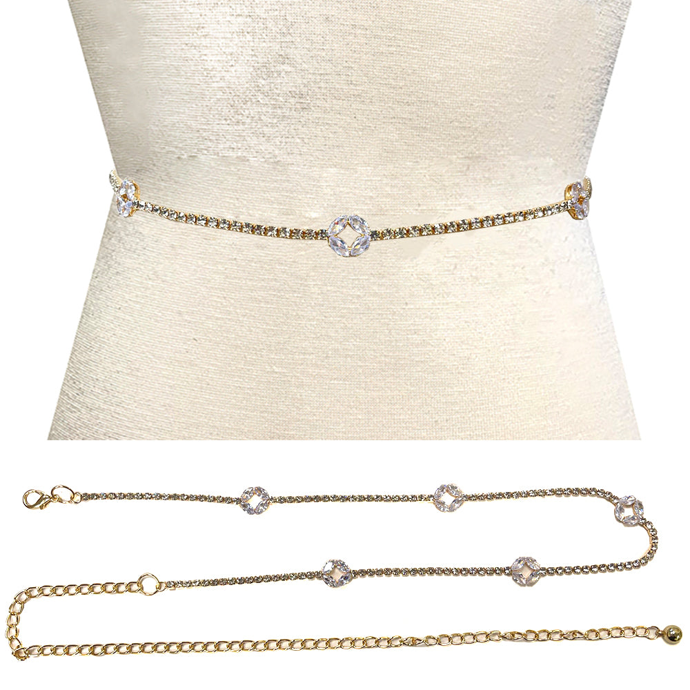 Fashion Stone Crystal Chain Belt #JT11365 - Multiple Colors (PC)