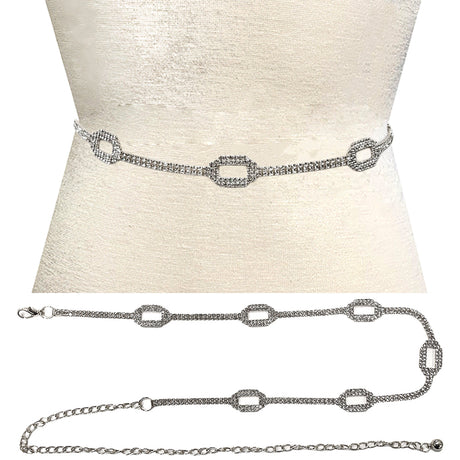 Fashion Rectangle Link Stone Belt #JT11381 - Multiple Colors (PC)