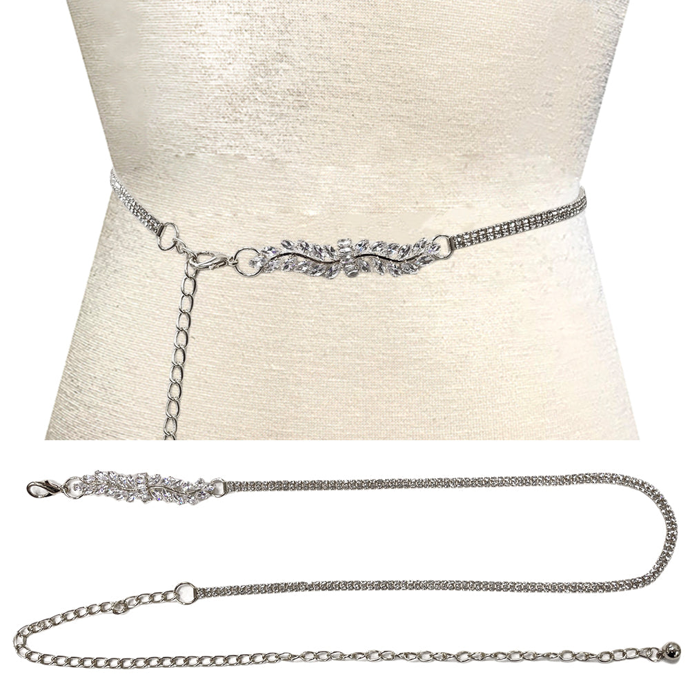 Fashion Crystal Leaf Stone Chain Belt #JT11392 - Multiple Colors (PC)