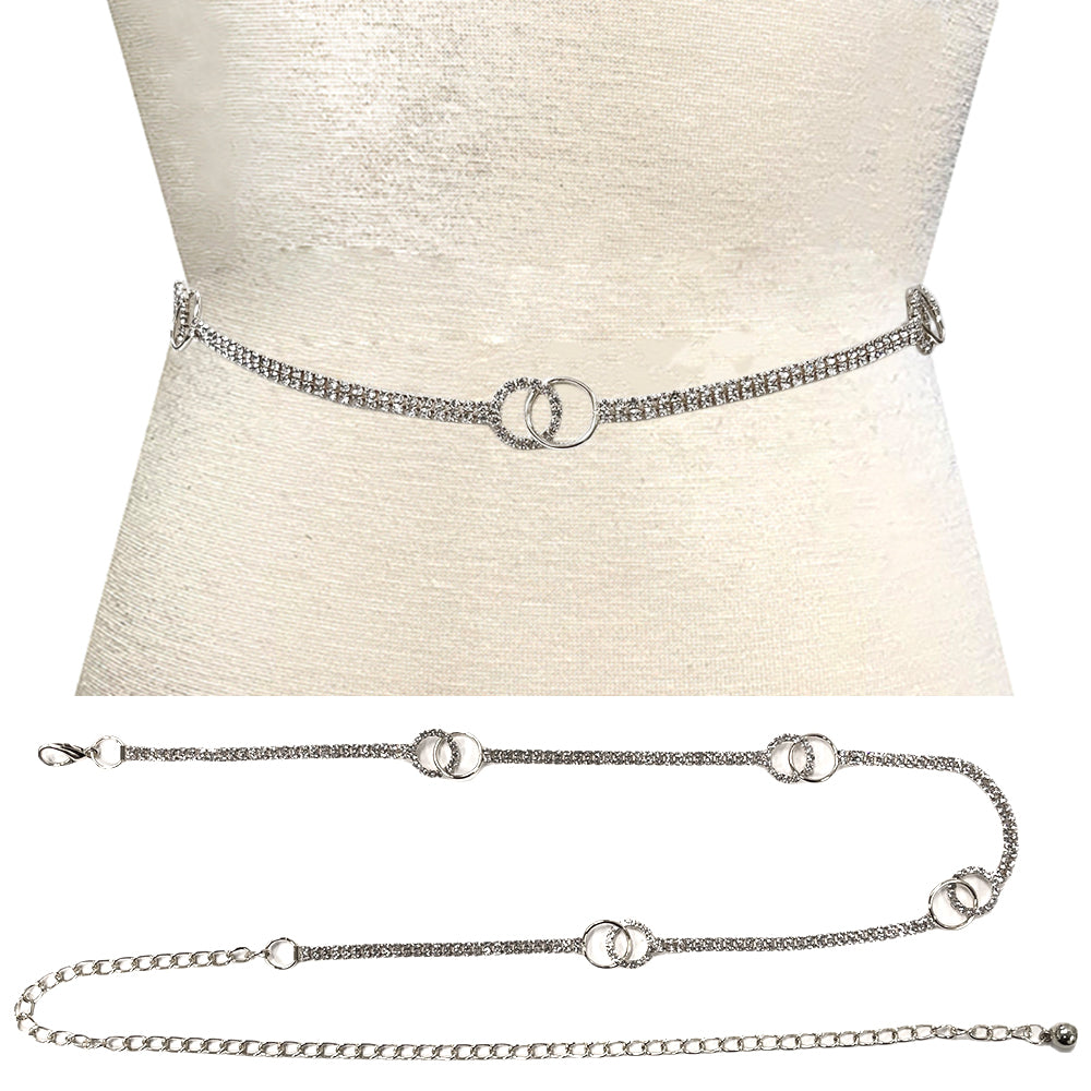 Fashion Rhinestone Circle Link Chain Belt #JT11404 - Multiple Colors (PC)