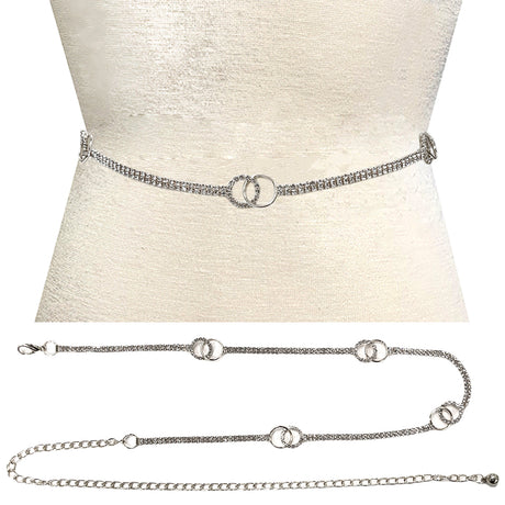 Fashion Rhinestone Circle Link Chain Belt #JT11404 - Multiple Colors (PC)