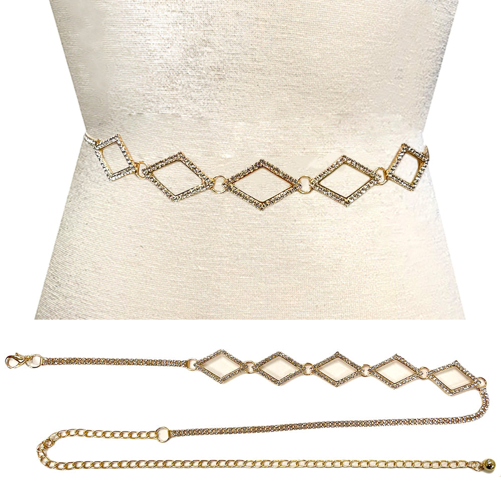 Fashion Rhinestone Diamond Chain Belt #JT11423 - Multiple Colors (PC)