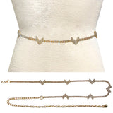 Fashion Rhinestone Double-V Chain Belt #JT11433 - Multiple Colors (PC)