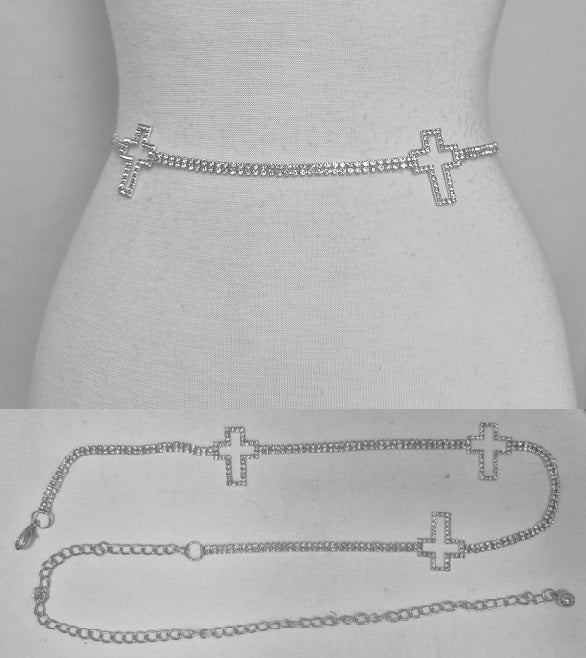 Fashion Open Cross Stone Chain Belt #JT11490 - Multiple Colors (PC)