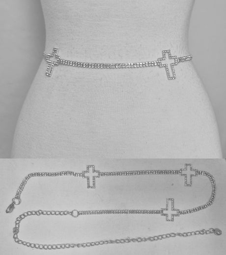 Fashion Open Cross Stone Chain Belt #JT11490 - Multiple Colors (PC)