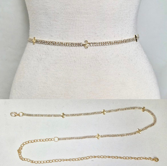 Fashion Sparkle Clover Chain Belt #JT11493 - Multiple Colors (PC)