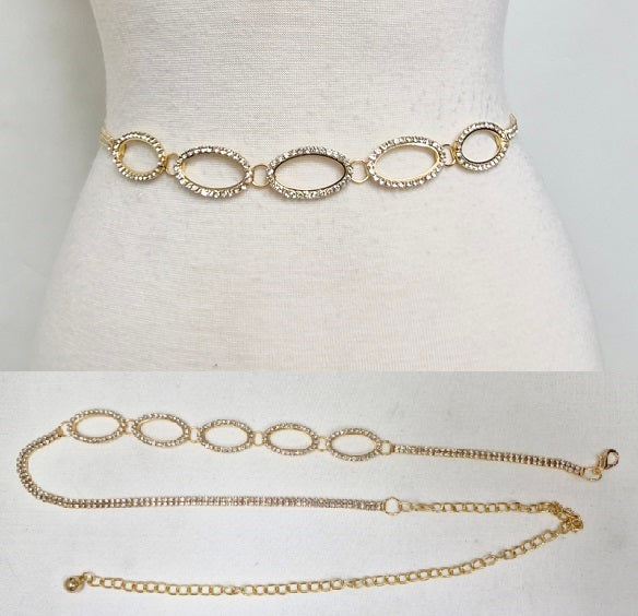 Fashion Oval Link Waist Chain Belt #JT11503 - Multiple Colors (PC)