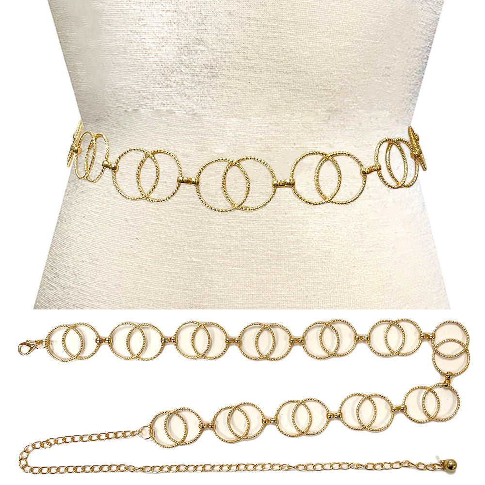Fashion Double Circle Chain Belt #JT20372G Gold (PC)