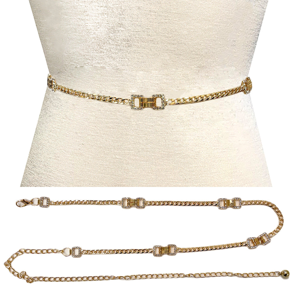 Fashion Rectangle Link Chain Belt #JT20396 - Multiple Colors (PC)