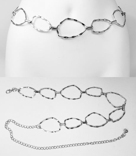Fashion Hammered Open Link Chain Belt #JT20415 - Multiple Colors (PC)
