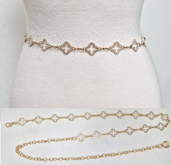Fashion Stone Clover Chain Belt #JT20463 - Multiple Colors (PC)