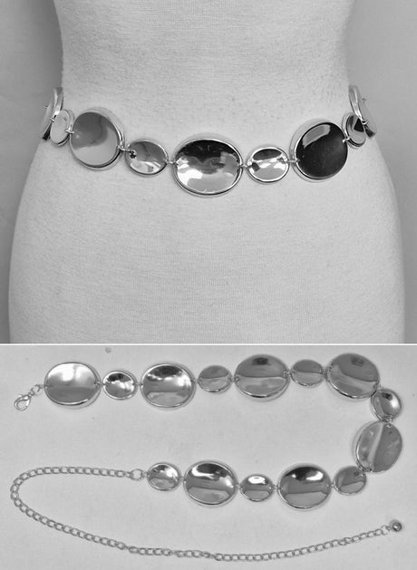 Fashion Polished Gold Disc Chain Belt #JT20475 - Multiple Colors (PC)