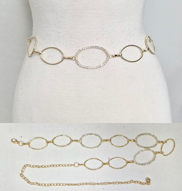 Fashion Open Oval Chain Belt #JT20498G Gold (PC)