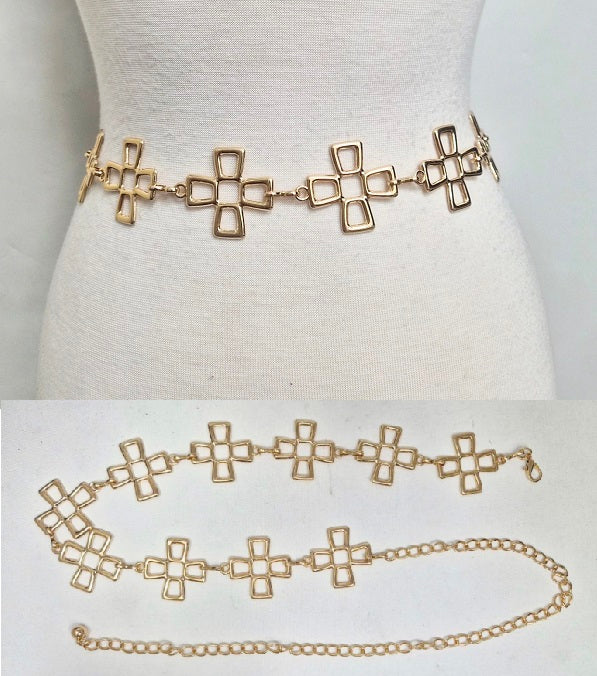 Fashion Cross Link Chain Belt #JT20549 - Multiple Colors (PC)
