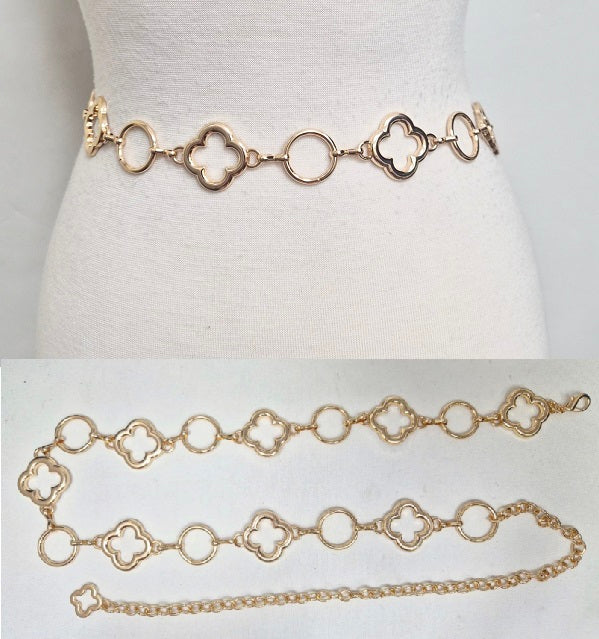 Fashion Clover & Circle Chain Belt #JT20550 - Multiple Colors (PC)
