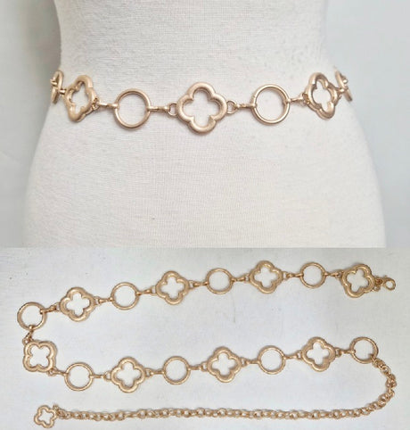 Fashion Clover & Circle Chain Belt #JT20550 - Multiple Colors (PC)