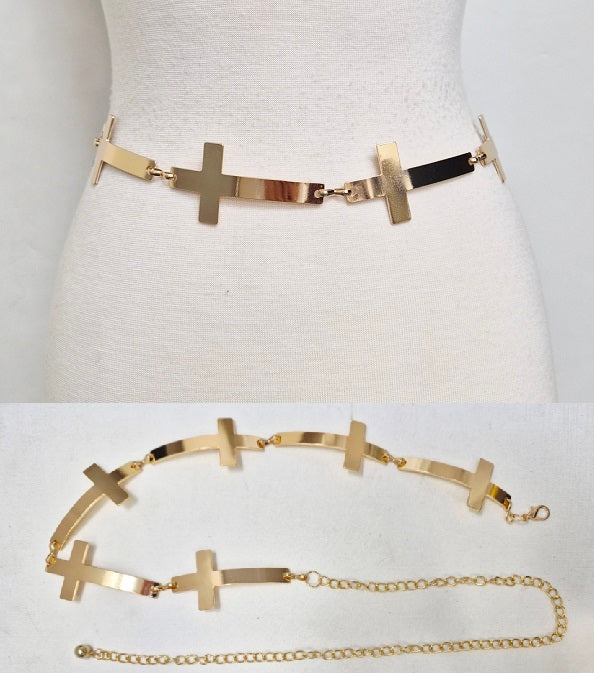 Fashion Cross Chain Belt #JT20591 - Multiple Colors (PC)