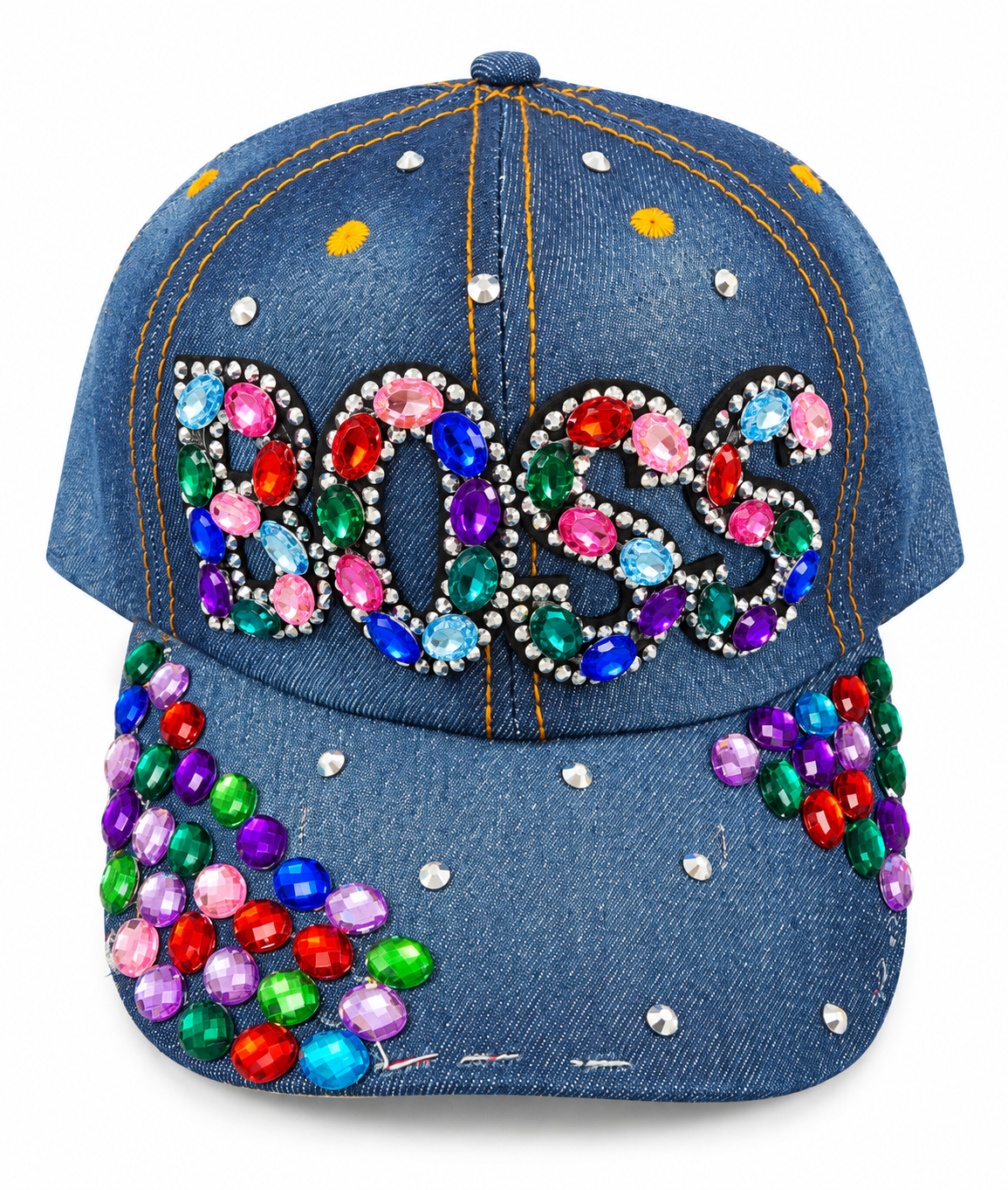Fashion Bedazzled Assort Denim Boss Cap (PC)