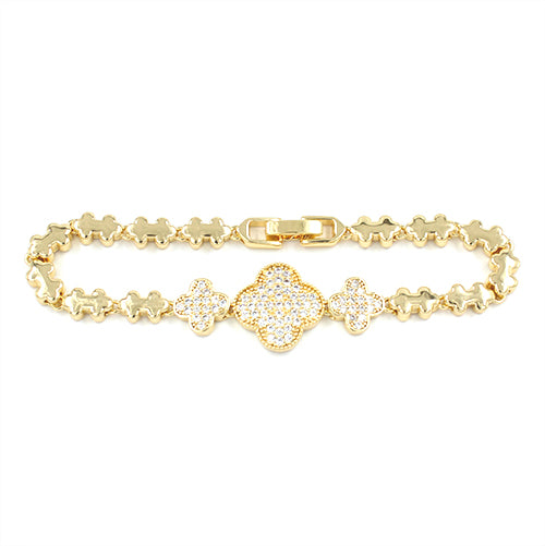 Fashion Triple Clover Link Bracelet #KB2249 - Multiple Colors (PC)