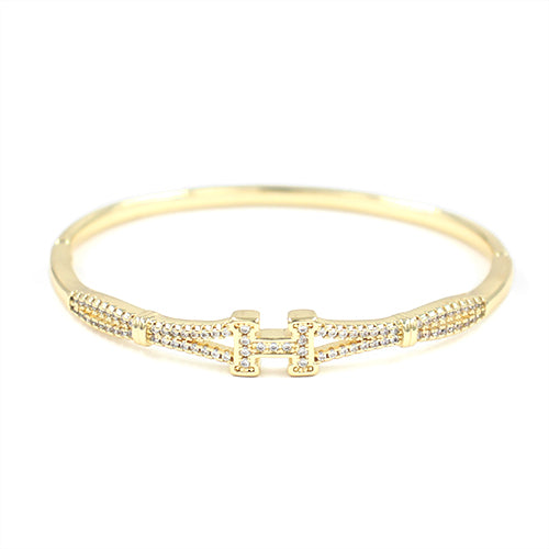 Fashion Pavé Initial Bangle Bracelet #KB2257GD Gold (PC)