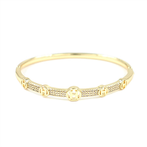 Fashion Rhinestone Initial Bangle Bracelet #KB2261 - Multiple Colors (PC)