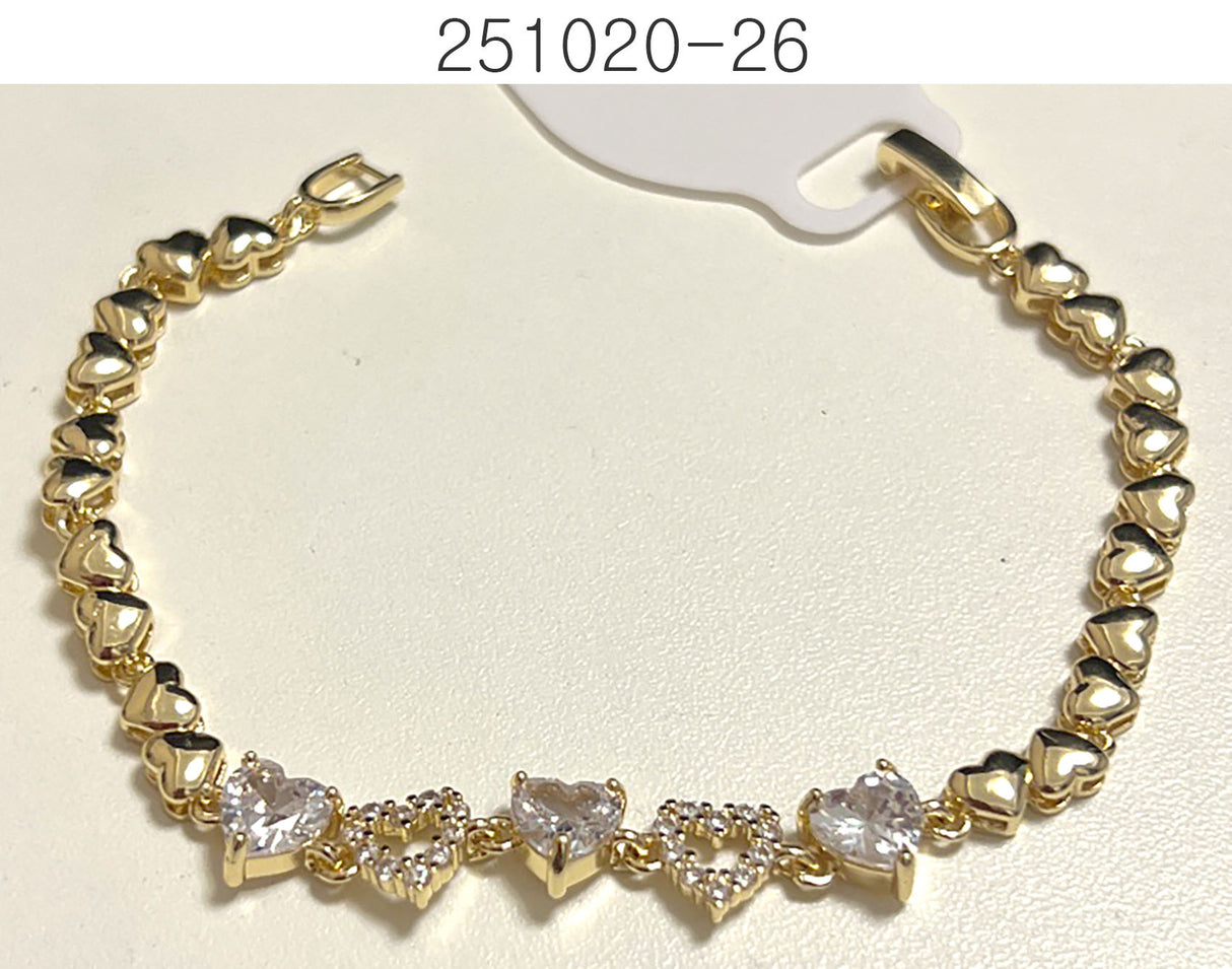 Rhinestone Heart Bracelet #KB2282 (PC)