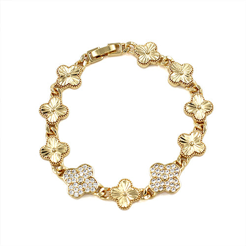Rhinestone Clover Bracelet #KB2297GD (PC)