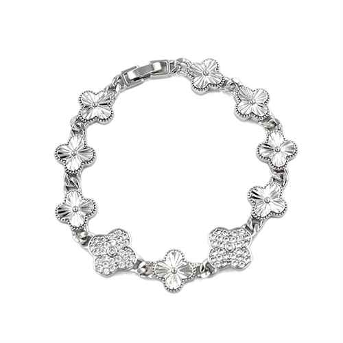 Rhinestone Clover Bracelet #KB2297 - Multiple Colors (PC)
