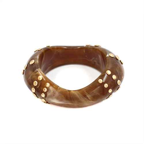 Fashion Studded Acrylic Bangle Bracelet #KB2322 - Multiple Colors (PC)