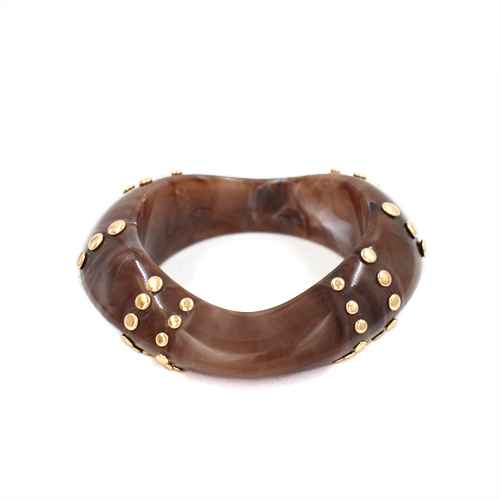Fashion Studded Acrylic Bangle Bracelet #KB2322 - Multiple Colors (PC)