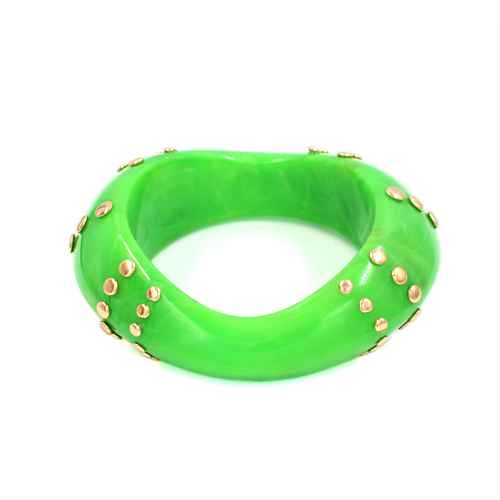 Fashion Studded Acrylic Bangle Bracelet #KB2322 - Multiple Colors (PC)