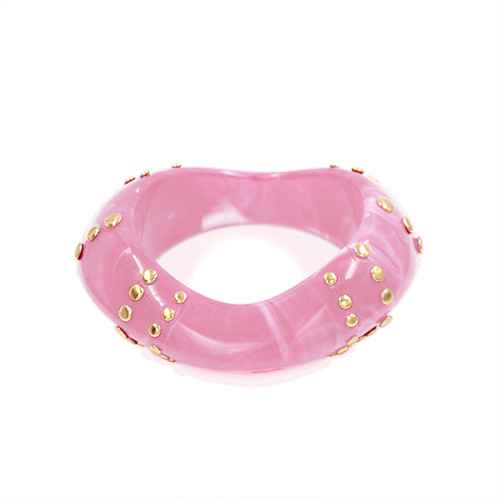 Fashion Studded Acrylic Bangle Bracelet #KB2322 - Multiple Colors (PC)